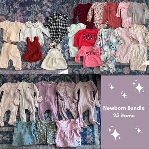 Newborn Girl Bundle (Footie Pajamas, Onesies, Pants, Dresses)
